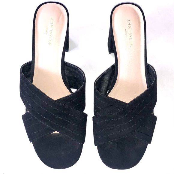 Ann Taylor Faux Suede Block Heel Sandals - Picture 2 of 4